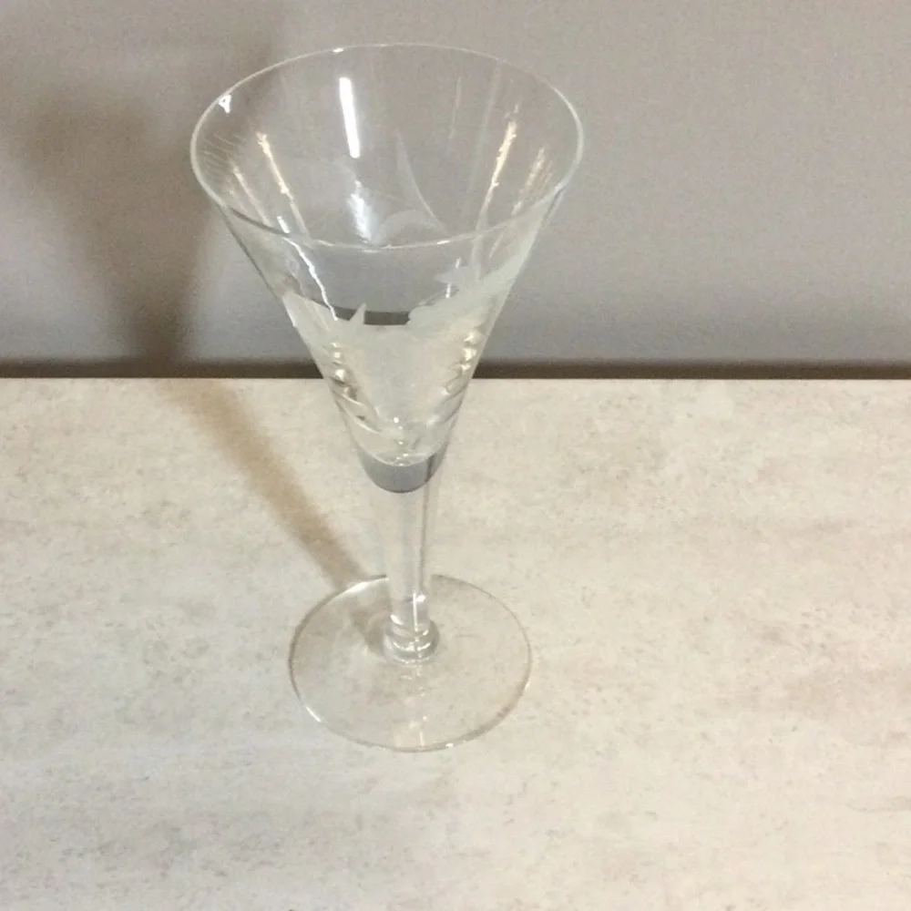 Princess House Clear Etched Glass Wine / Cocktail Glass - Classic Clear